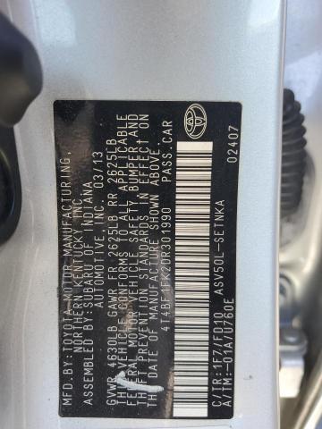 4T4BF1FK2DR301990 - 2013 TOYOTA CAMRY L 银色 照片 12