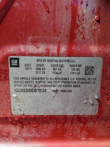 1G1JA5SH9C4119124 - 2012 CHEVROLET SONIC LS RED photo 12