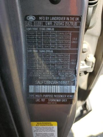 SALFT2BN3AH144661 - 2010 LAND ROVER LR2 HSE TECHNOLOGY GRAY photo 12