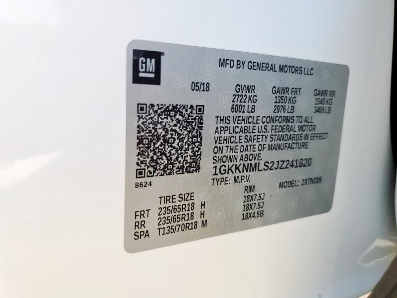 1GKKNMLS2JZ241820 - 2018 GMC ACADIA SLT-1 Ağ foto 14