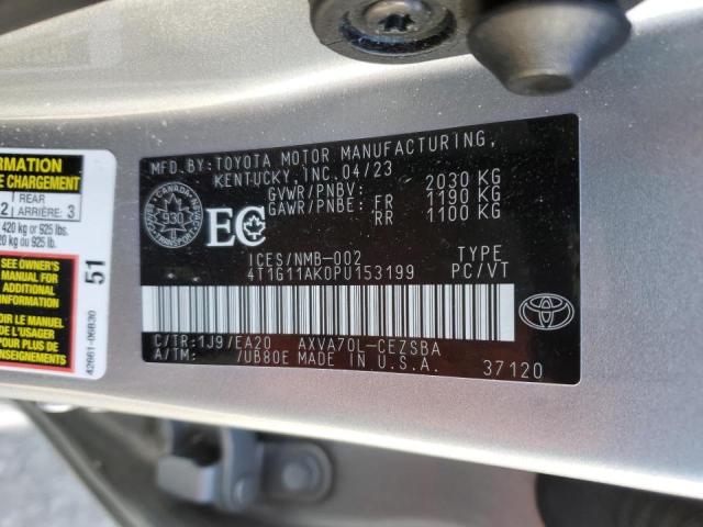 4T1G11AK0PU153199 - 2023 TOYOTA CAMRY SE NIGHT SHADE SILVER photo 12