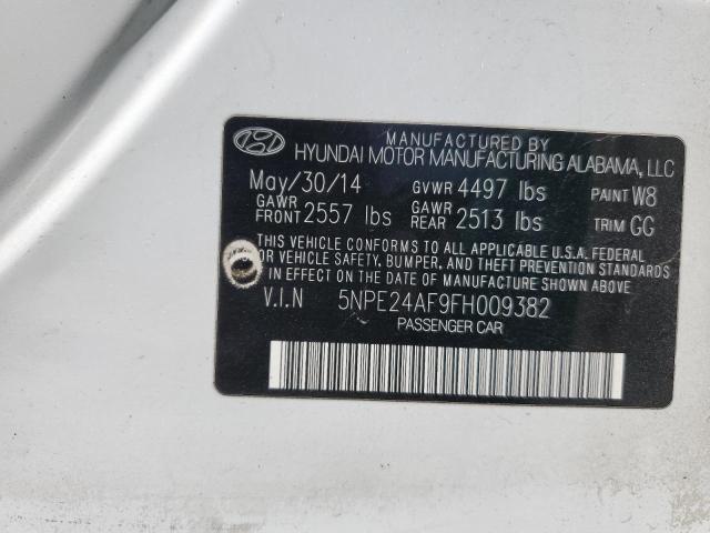 5NPE24AF9FH009382 - 2015 HYUNDAI SONATA SE WHITE photo 12