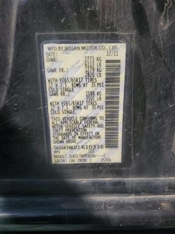 5N1AR1NB1CC610336 - 2012 NISSAN PATHFINDER S أسود صورة 13