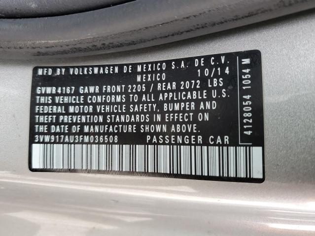 3VW917AU3FM036508 - 2015 VOLKSWAGEN GOLF SILVER photo 12