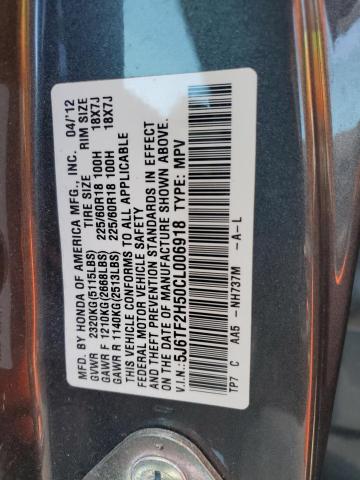 5J6TF2H50CL006918 - 2012 HONDA CROSSTOUR EXL ნაცრისფერი ფოტო 12