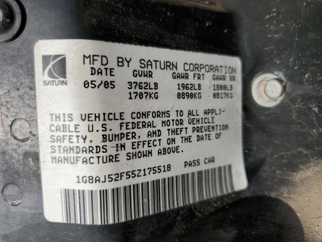 1G8AJ52F55Z175518 - 2005 SATURN ION LEVEL 2 勃艮第红 照片 12