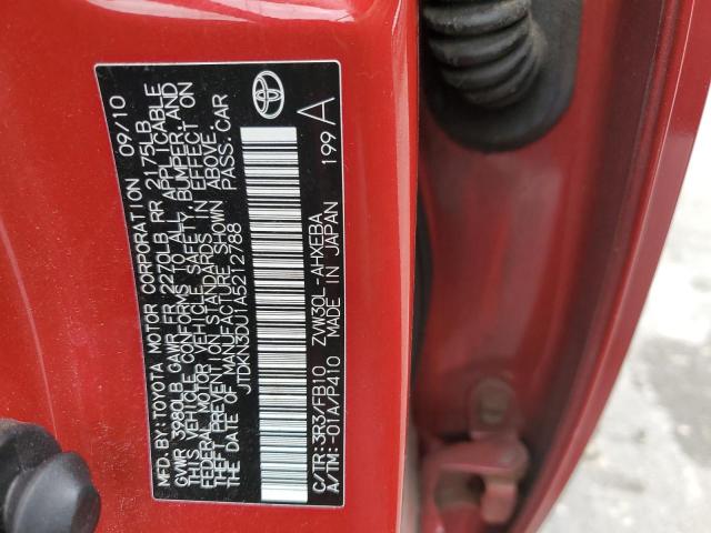 JTDKN3DU1A5212788 - 2010 TOYOTA PRIUS III RED photo 12