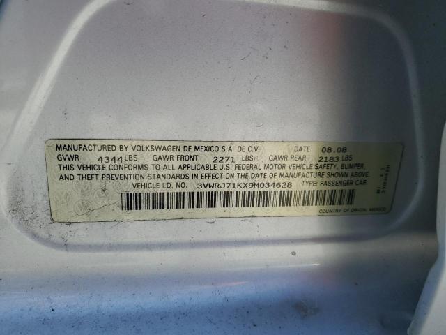 3VWRJ71KX9M034628 - 2009 VOLKSWAGEN JETTA WOLFSBURG 银色 照片 12