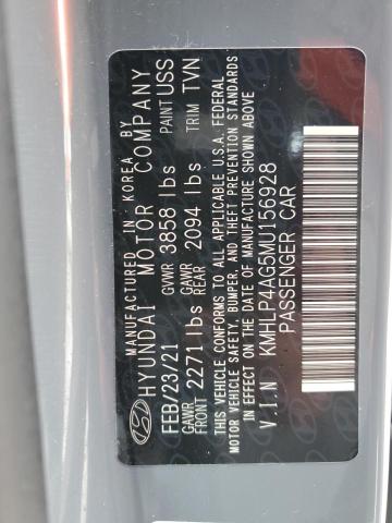 KMHLP4AG5MU156928 - 2021 HYUNDAI ELANTRA LIMITED BLUE photo 12