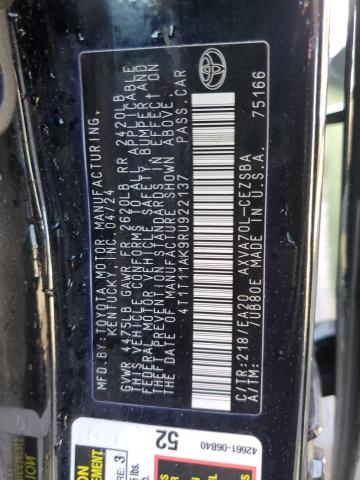 4T1T11AK9RU922137 - 2024 TOYOTA CAMRY SE NIGHT SHADE BLACK photo 12