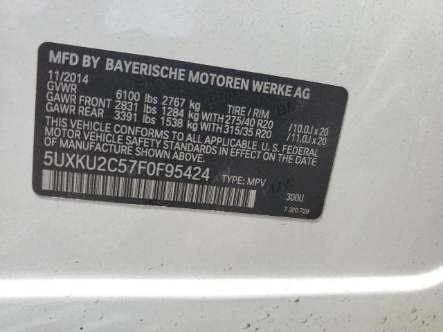 5UXKU2C57F0F95424 - 2015 BMW X6 XDRIVE35I WHITE photo 13