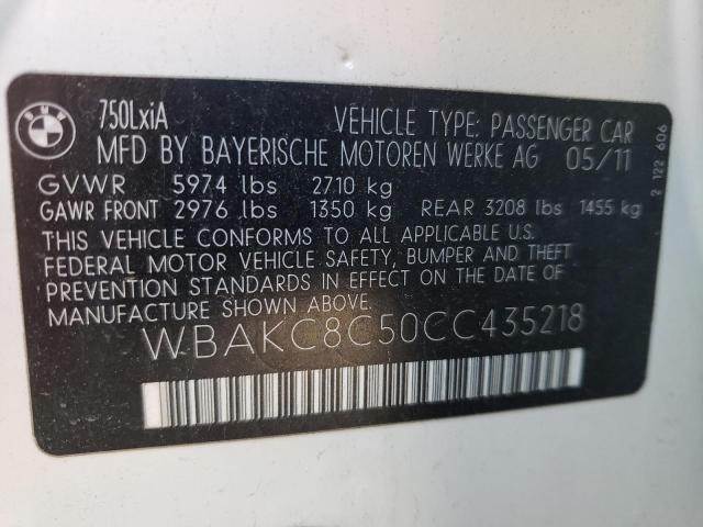 WBAKC8C50CC435218 - 2012 BMW 750 LXI WHITE photo 12