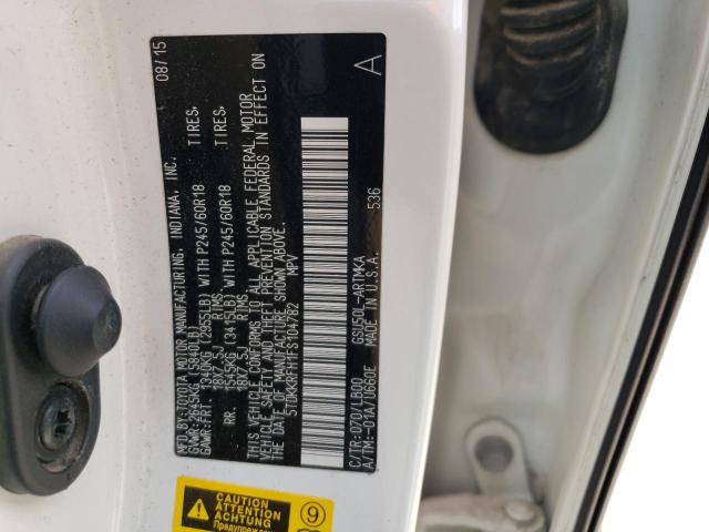 5TDKKRFH1FS104782 - 2015 TOYOTA HIGHLANDER XLE Ağ foto 14