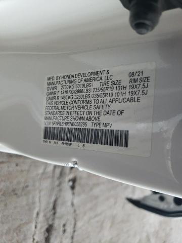 5FNRL6H96NB038295 - 2022 HONDA ODYSSEY ELITE Սպիտակ լուսանկար 12