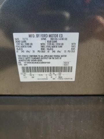 1FM5K8D84GGB69160 - 2016 FORD EXPLORER XLT CHARCOAL photo 13