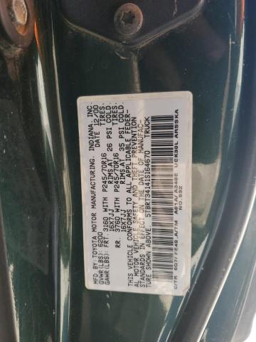 5TBRT34141S164670 - 2001 TOYOTA TUNDRA ACCESS CAB 绿色 照片 12