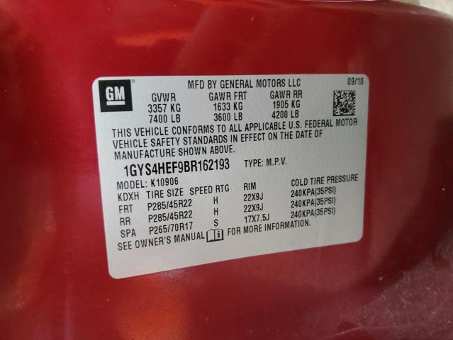 1GYS4HEF9BR162193 - 2011 CADILLAC ESCALADE ESV LUXURY RED photo 13