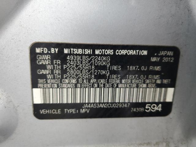 JA4AS3AW2CU029347 - 2012 MITSUBISHI OUTLANDER SE ვერცხლისფერი ფოტო 13