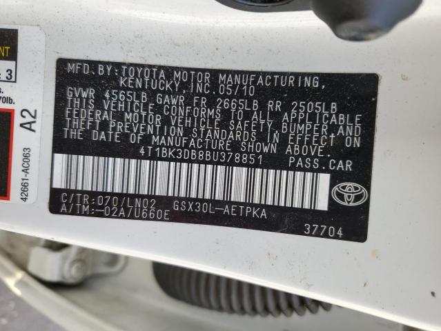 4T1BK3DB8BU378851 - 2011 TOYOTA AVALON BASE 白色 照片 13