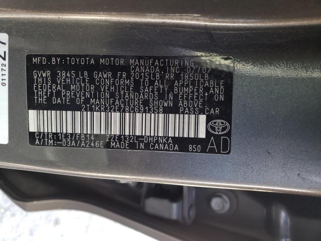 2T1KR32E78C691358 - 2008 TOYOTA MATRIX BAS XR GRAY photo 13