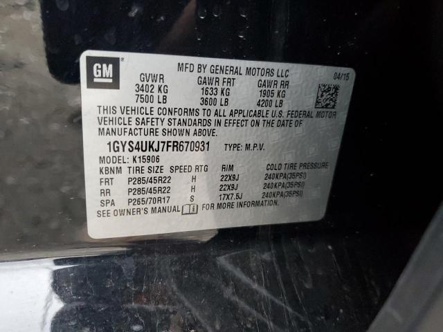 1GYS4UKJ7FR670931 - 2015 CADILLAC ESCALADE ESV PLATINUM Siyah fotoğraf 13