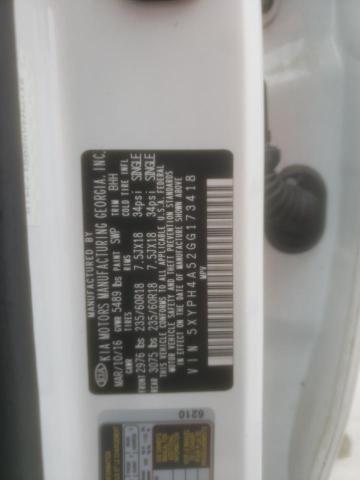 5XYPH4A52GG173418 - 2016 KIA SORENTO EX WHITE photo 13