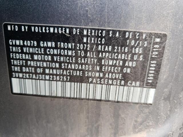3VW2K7AJ3EM236257 - 2014 VOLKSWAGEN JETTA BASE 灰色 照片 12