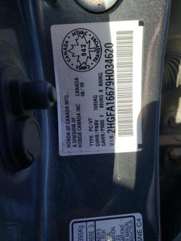 2HGFA16679H034620 - 2009 HONDA CIVIC LX-S رمادي صورة 12