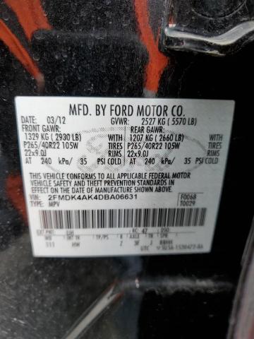 2FMDK4AK4DBA06631 - 2013 FORD EDGE SPORT BLACK photo 12