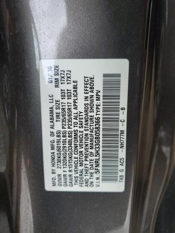 5FNRL5H33GB058366 - 2016 HONDA ODYSSEY SE GRAY photo 13