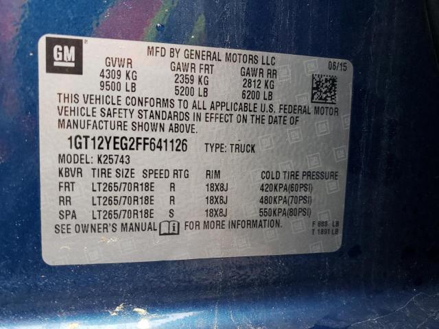 1GT12YEG2FF641126 - 2015 GMC SIERRA K2500 SLE BLUE photo 12