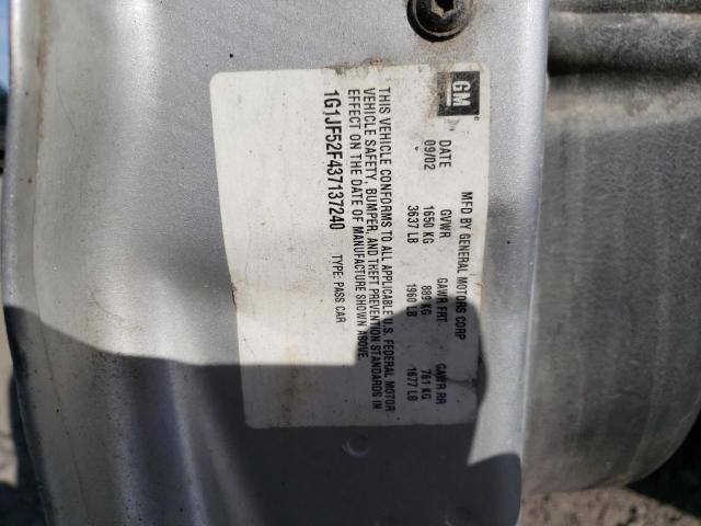 1G1JF52F437137240 - 2003 CHEVROLET CAVALIER LS SILVER photo 12