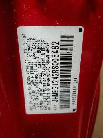 JHMEG1242RS005482 - 1994 HONDA CIVIC DEL SOL S RED photo 12