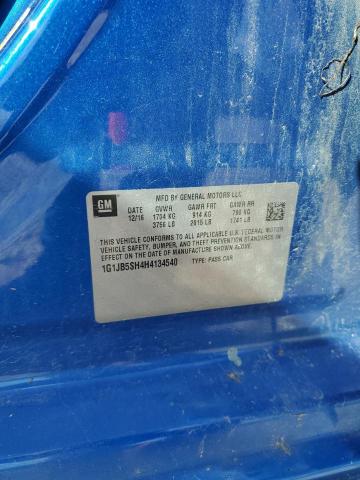 1G1JB5SH4H4134540 - 2017 CHEVROLET SONIC LS ლურჯი ფოტო 12