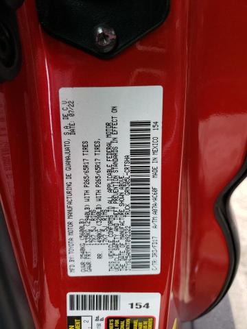 3TYSZ5AN9NT092322 - 2022 TOYOTA TACOMA ACCESS CAB RED photo 12