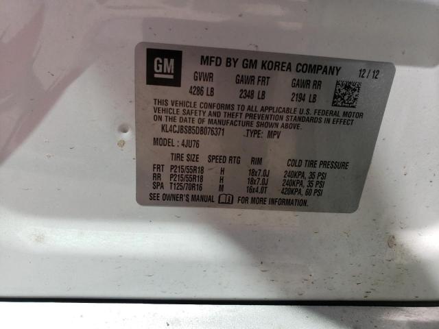 KL4CJBSB5DB076371 - 2013 BUICK ENCORE CONVENIENCE WHITE photo 13