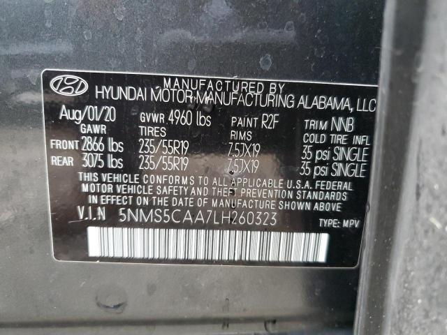 5NMS5CAA7LH260323 - 2020 HYUNDAI SANTA FE LIMITED CHARCOAL photo 13