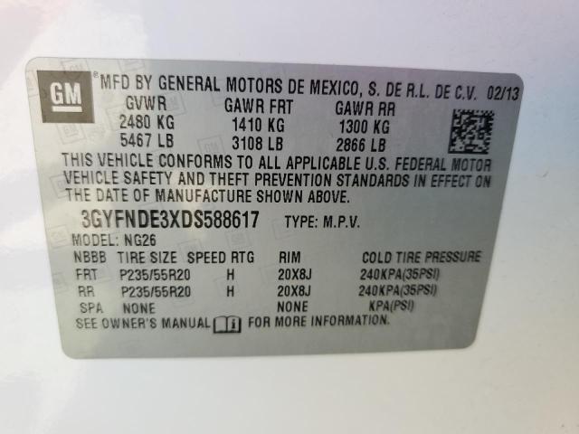 3GYFNDE3XDS588617 - 2013 CADILLAC SRX PERFORMANCE COLLECTION Ақ фото 14