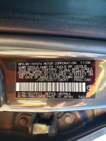 JTDBT923071104097 - 2007 TOYOTA YARIS GRAY photo 13