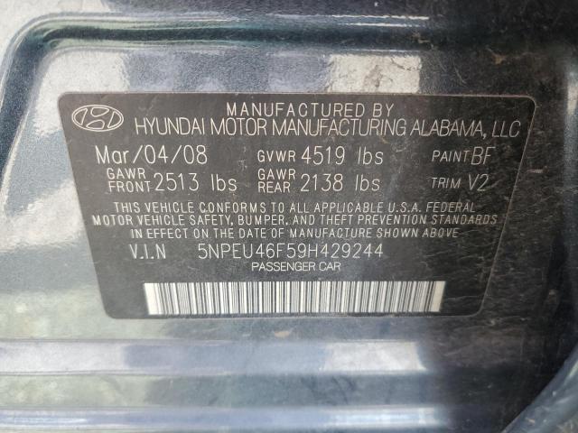 5NPEU46F59H429244 - 2009 HYUNDAI SONATA SE BLUE photo 12