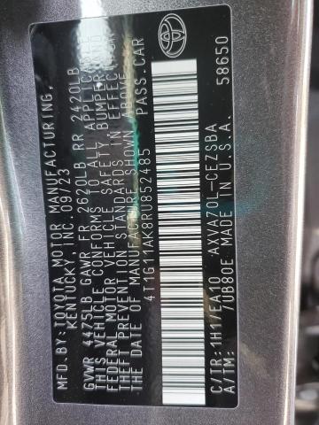 4T1G11AK8RU852485 - 2024 TOYOTA CAMRY SE NIGHT SHADE GRAY photo 12