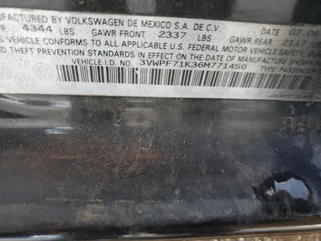 3VWPF71K36M771450 - 2006 VOLKSWAGEN JETTA VALUE BLACK photo 12