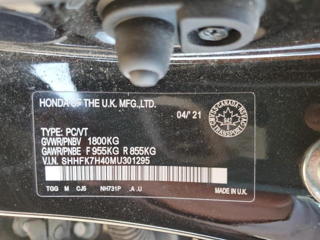SHHFK7H40MU301295 - 2021 HONDA CIVIC SPORT 黑色 照片 12