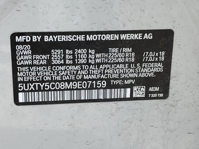 5UXTY5C08M9E07159 - 2021 BMW X3 XDRIVE30I SILVER photo 13