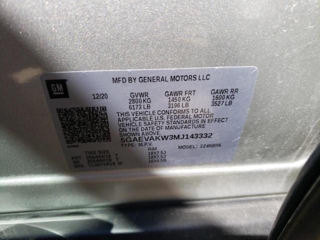 5GAEVAKW3MJ143332 - 2021 BUICK ENCLAVE ESSENCE 银色 照片 13