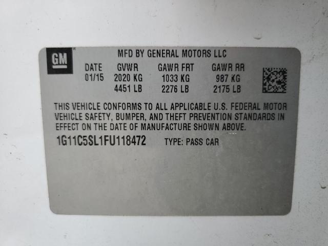 1G11C5SL1FU118472 - 2015 CHEVROLET MALIBU 1LT SILVER photo 12