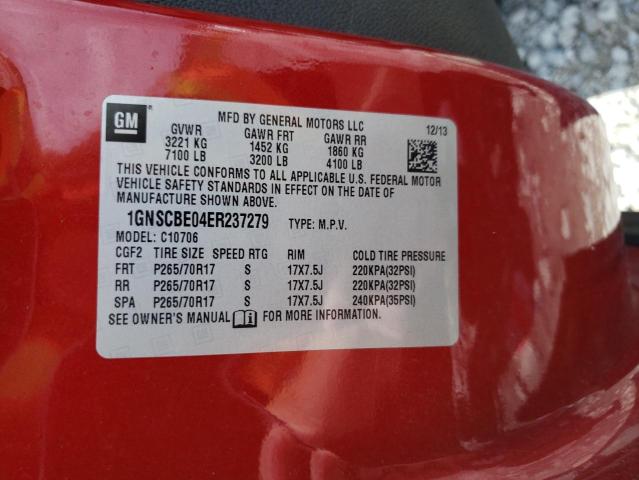 1GNSCBE04ER237279 - 2014 CHEVROLET TAHOE C1500 LT RED photo 13