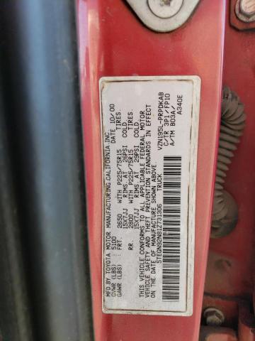 5TEGN92N81Z731306 - 2001 TOYOTA TACOMA DOUBLE CAB PRERUNNER RED photo 12