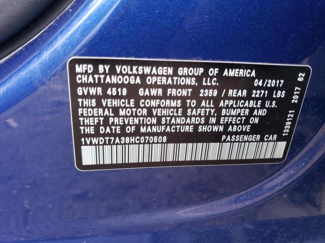 1VWDT7A38HC070508 - 2017 VOLKSWAGEN PASSAT R-LINE Mavi foto 13