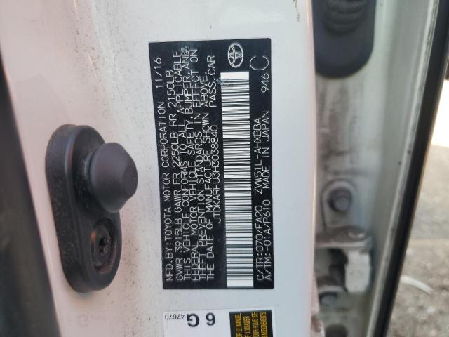 JTDKARFU3H3038840 - 2017 TOYOTA PRIUS WHITE photo 12